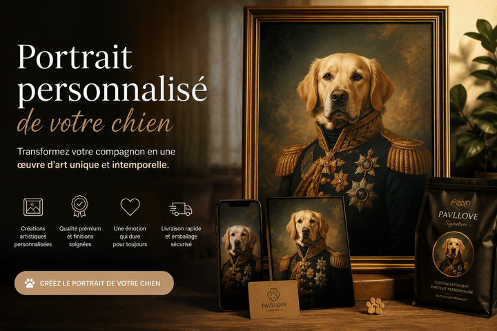 Portrait personnalisé de votre chien ou chat (Thème Gardien des Alpes)
