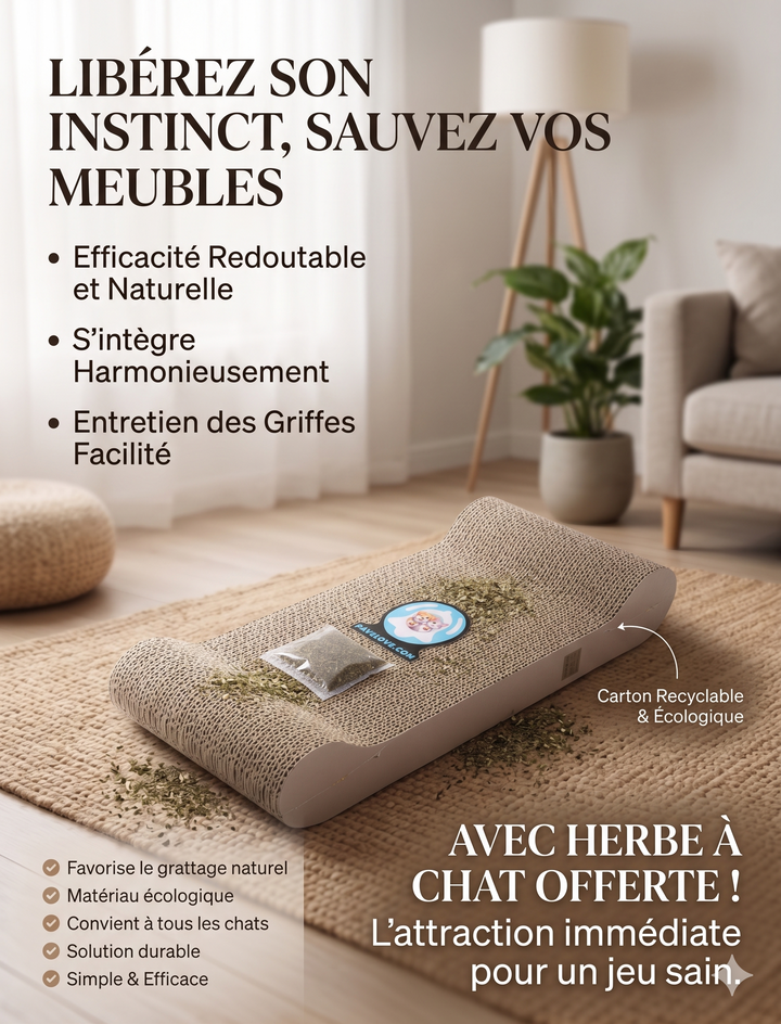 🐾 Grattoir en carton Pavllove Avec échantillon d’herbe à chat offert 🌿 ⭐⭐⭐⭐⭐