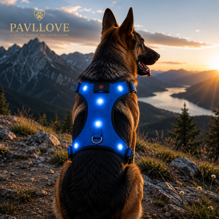 Harnais LED Pavllove pour Chien Sécurité lumineuse, confort & haute visibilité