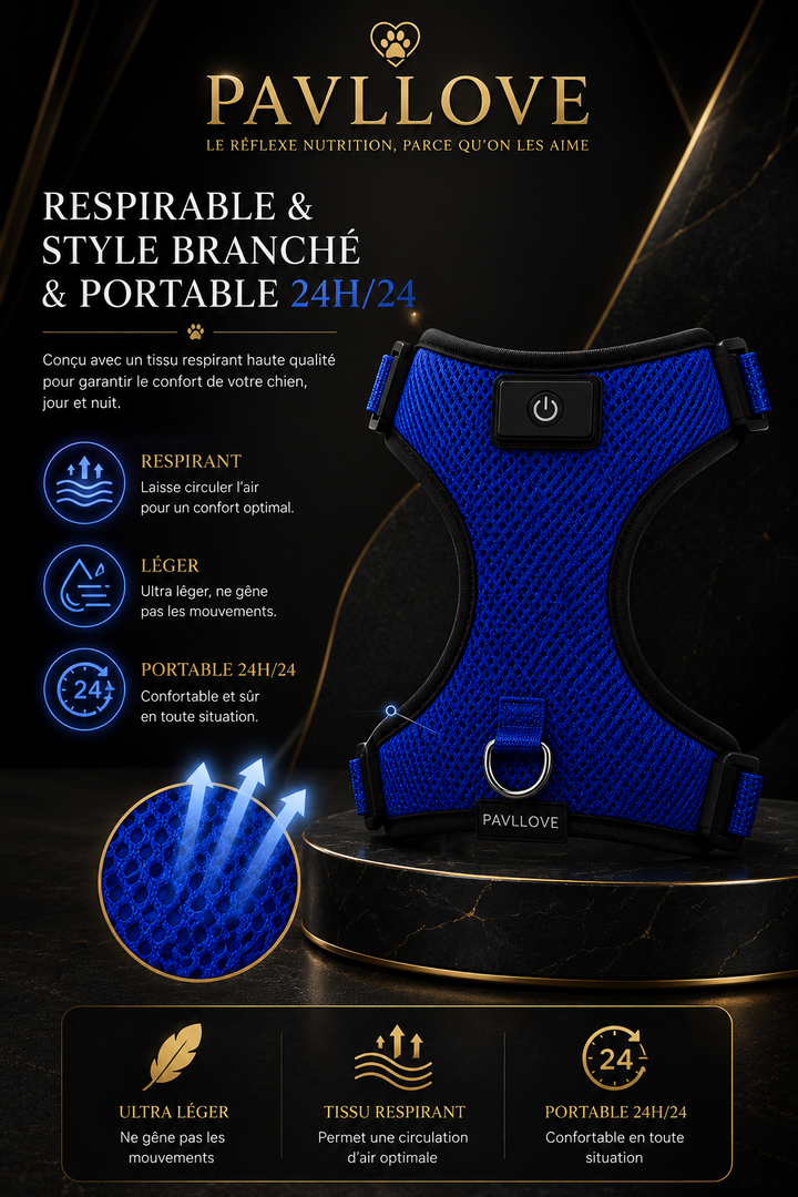 Harnais LED Pavllove pour Chien Sécurité lumineuse, confort & haute visibilité