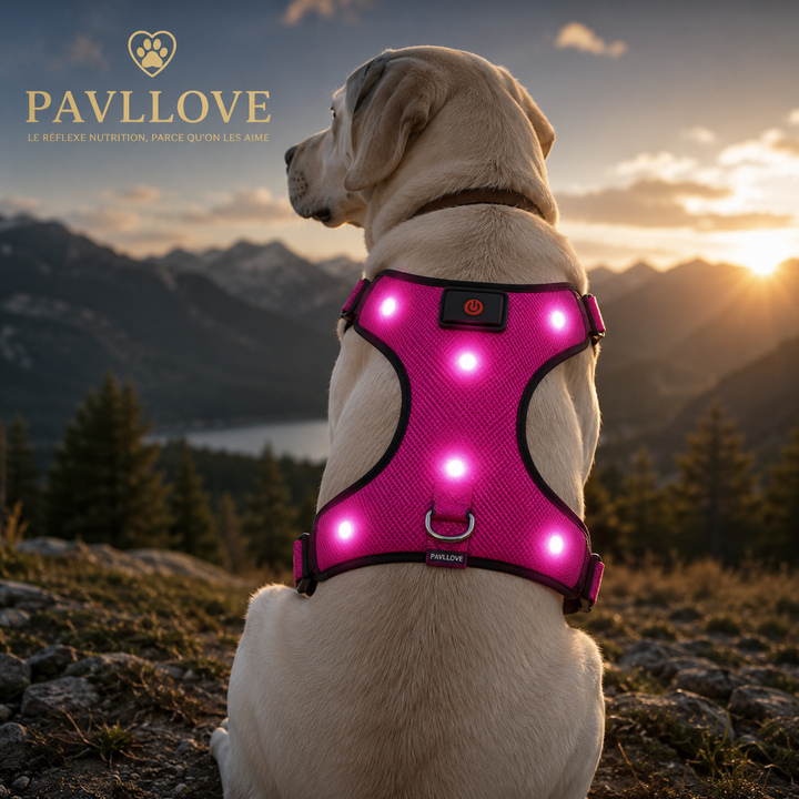 Harnais LED Pavllove pour Chien Sécurité lumineuse, confort & haute visibilité