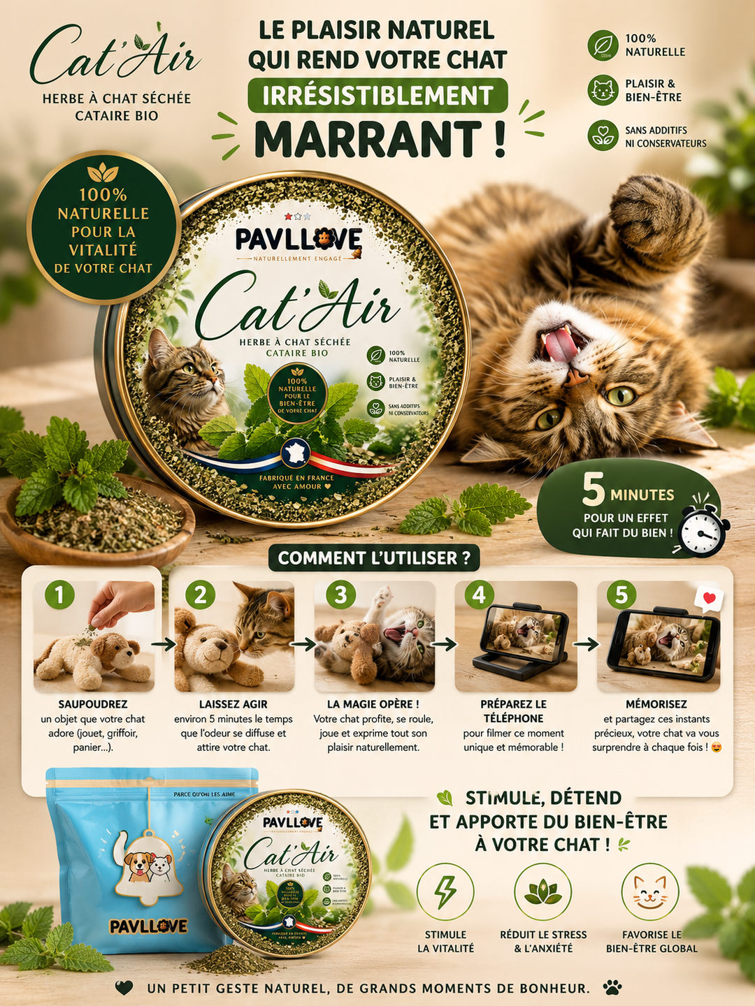 Cat'Air - Herbe séchée pour chat cataire bio (30g) ⭐⭐⭐⭐⭐