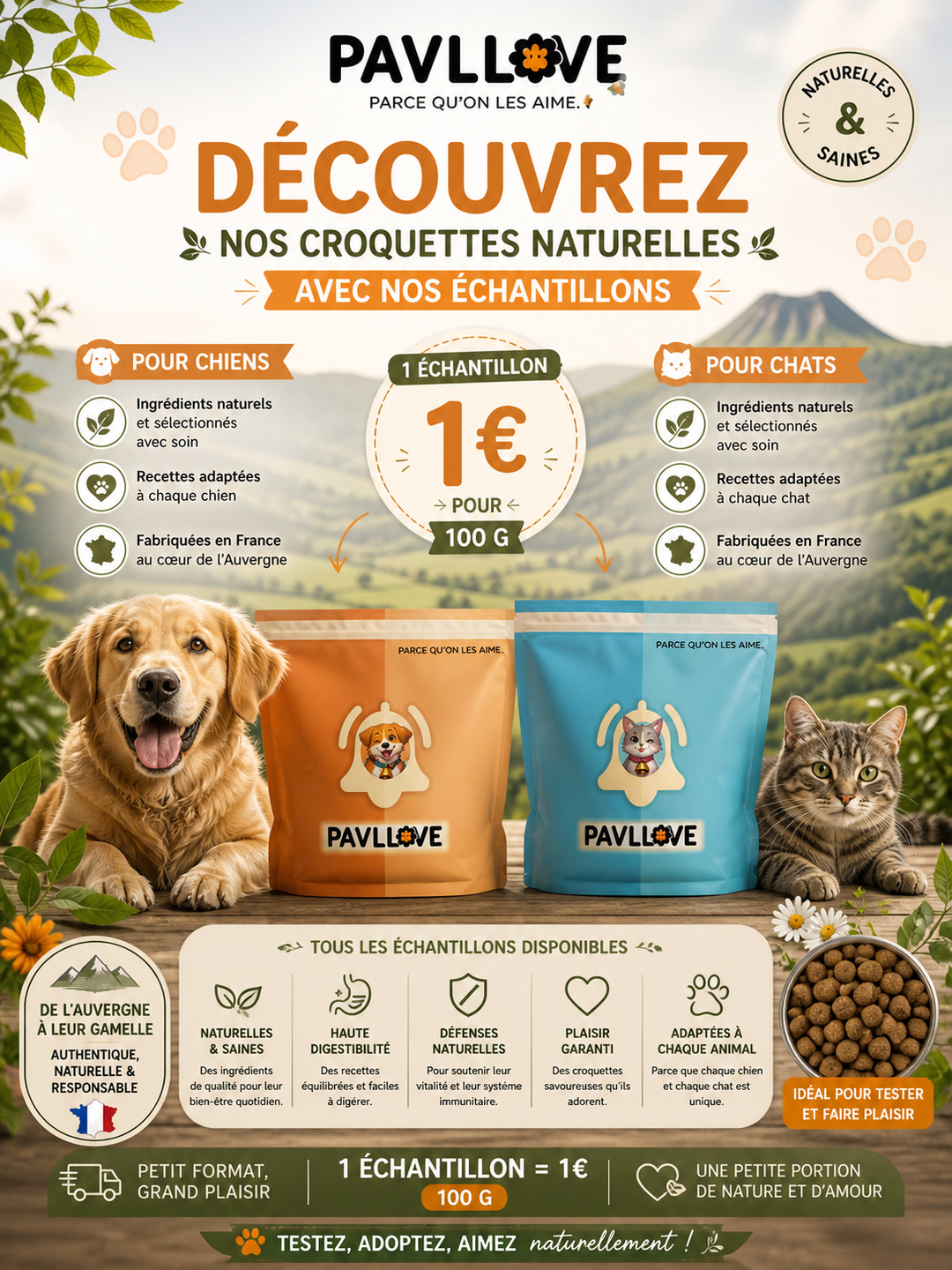 Kit d'essai - Premium pour chien et chat 1€ (Choisissez) ⭐⭐⭐⭐⭐