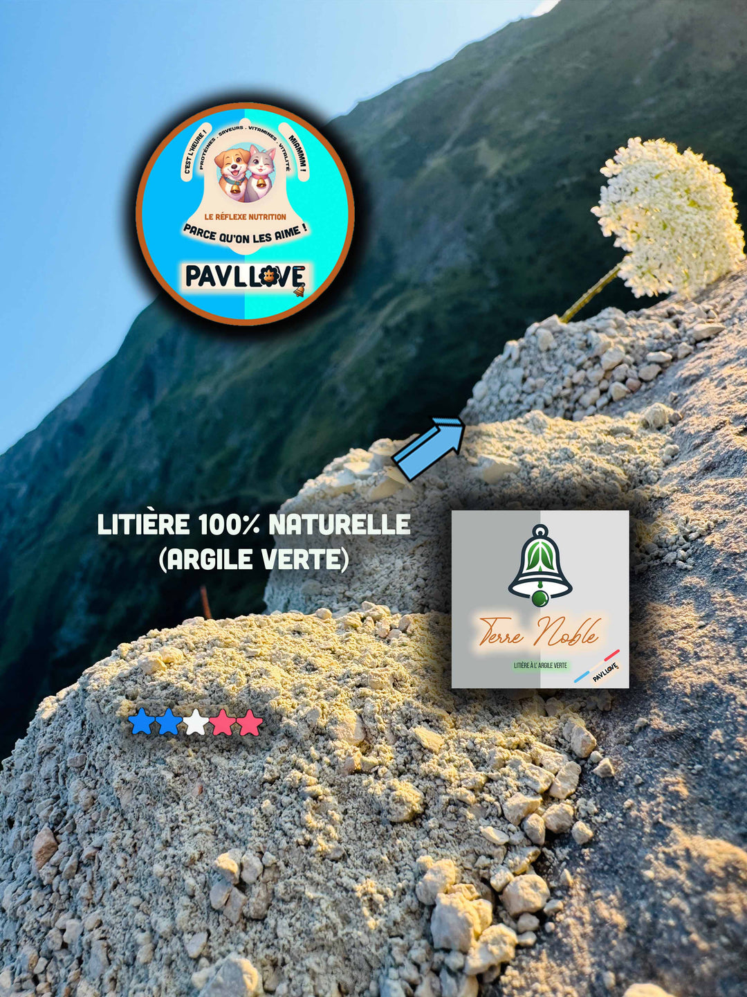 La litière Terre Noble produite par Pavllove est 100% naturelle à l'argile verte, fabriquée de manière artisanale en Auvergne offre un chat un confort et une hygiène parfaite. Agglomérante, inodrorante, compacte et bonne pour l'environnement.