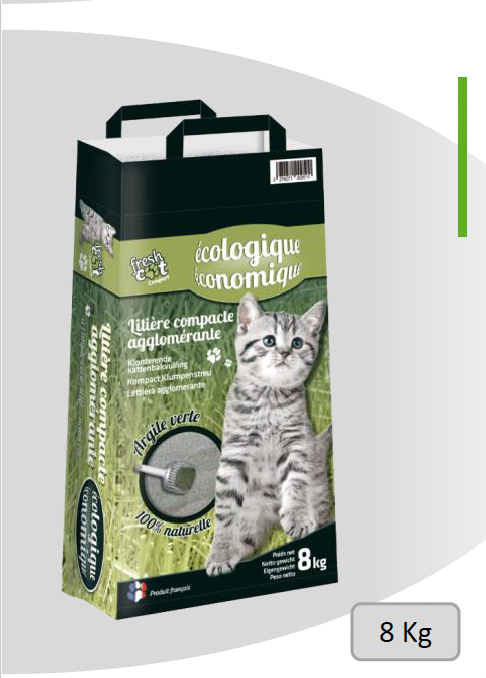 Sac de litière compacte agglomérante 8 kg ultra absorbante, anti-odeurs, facile à nettoyer pour chats.