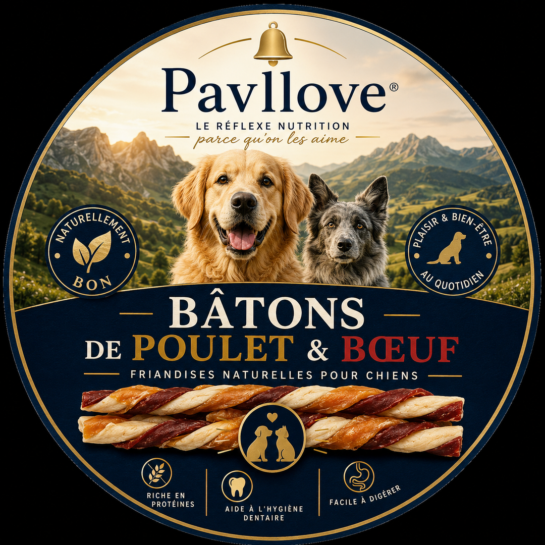 Bâtonnets à mâcher au Poulet & Bœuf pour chien ⭐⭐⭐⭐⭐
