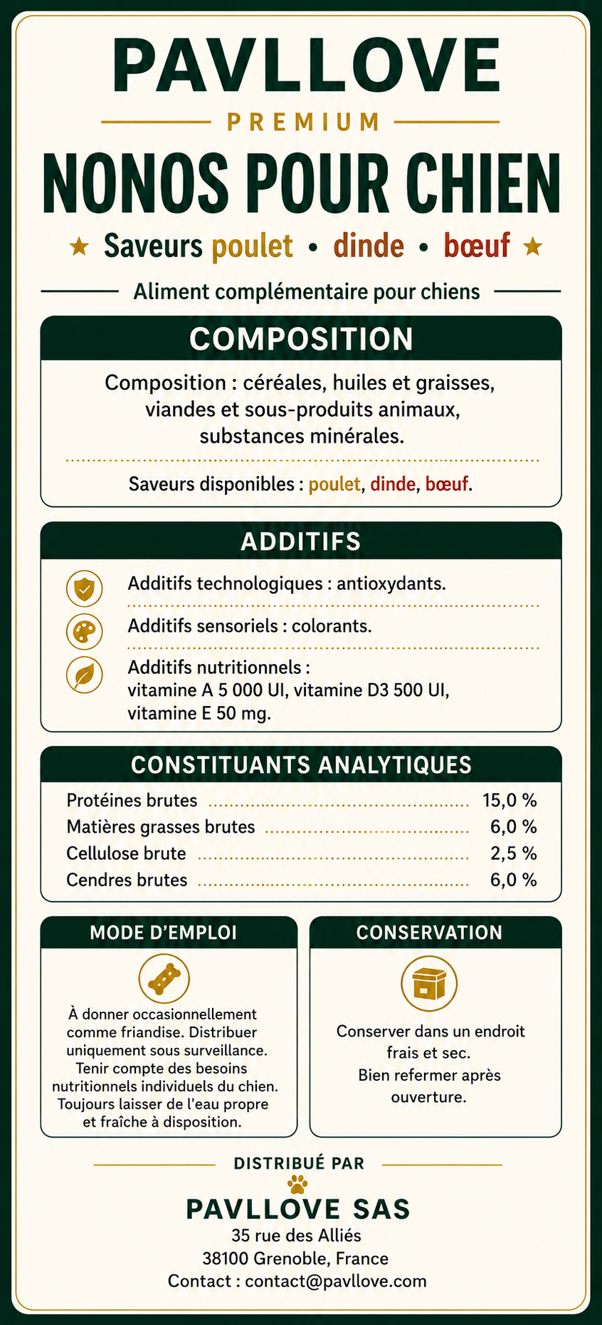 Friandises pour chien, poulet, bœuf et dinde 