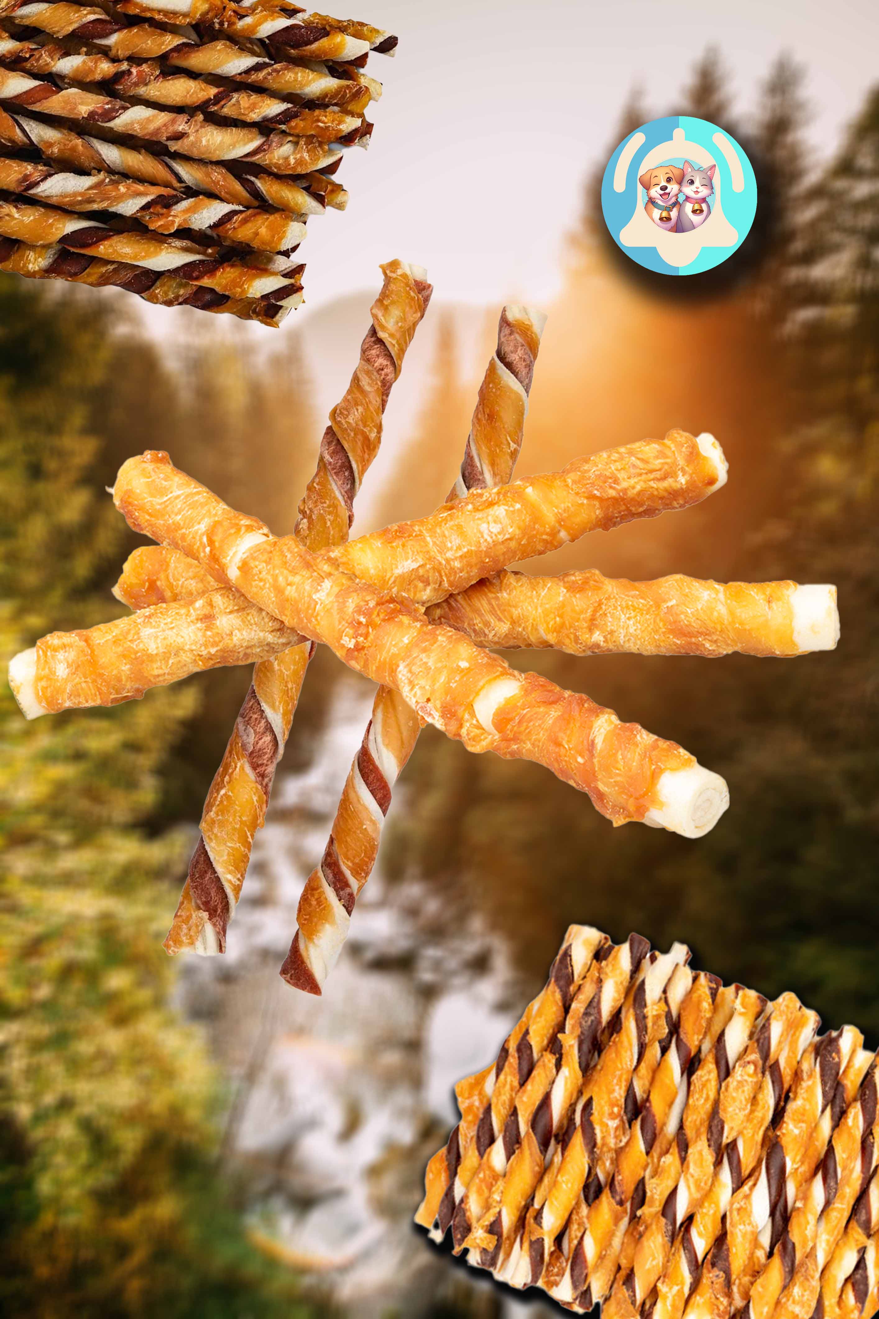 Bâtonnets Pavllove au poulet et au bœuf, friandises naturelles riches en protéines, idéales pour chiots et petits chiens.