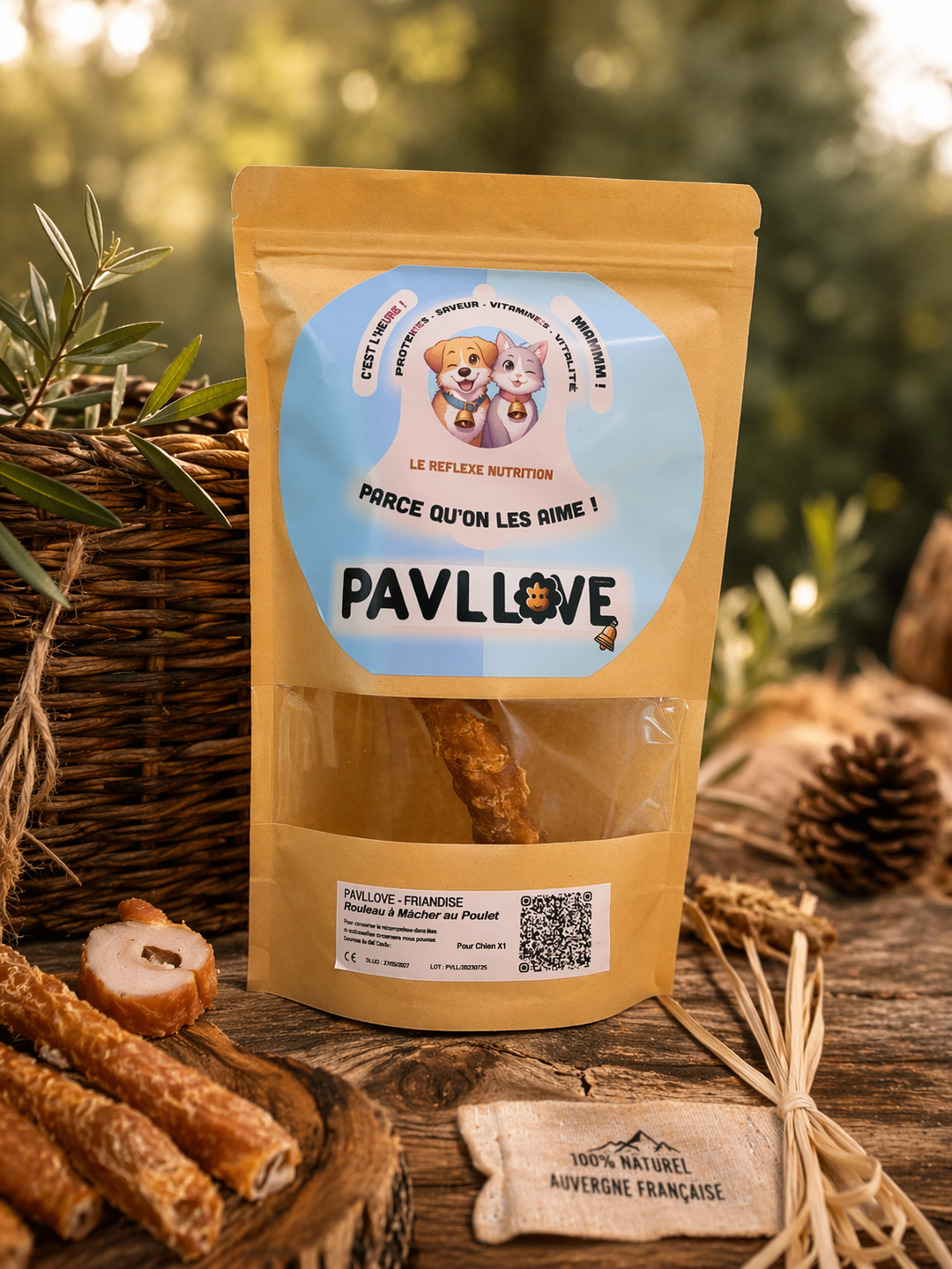 🍗 Bâton Pavllove “Rouleau de Poulet” – La friandise naturelle pour les grandes mâchoires ! ⭐⭐⭐⭐⭐