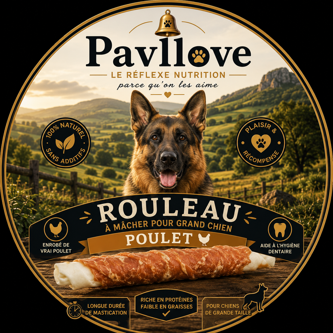 🍗 Bâton Pavllove “Rouleau de Poulet” – La friandise naturelle pour les grandes mâchoires ! ⭐⭐⭐⭐⭐
