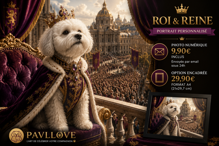 Portrait personnalisé de votre chien ou chat (Thème Royal)