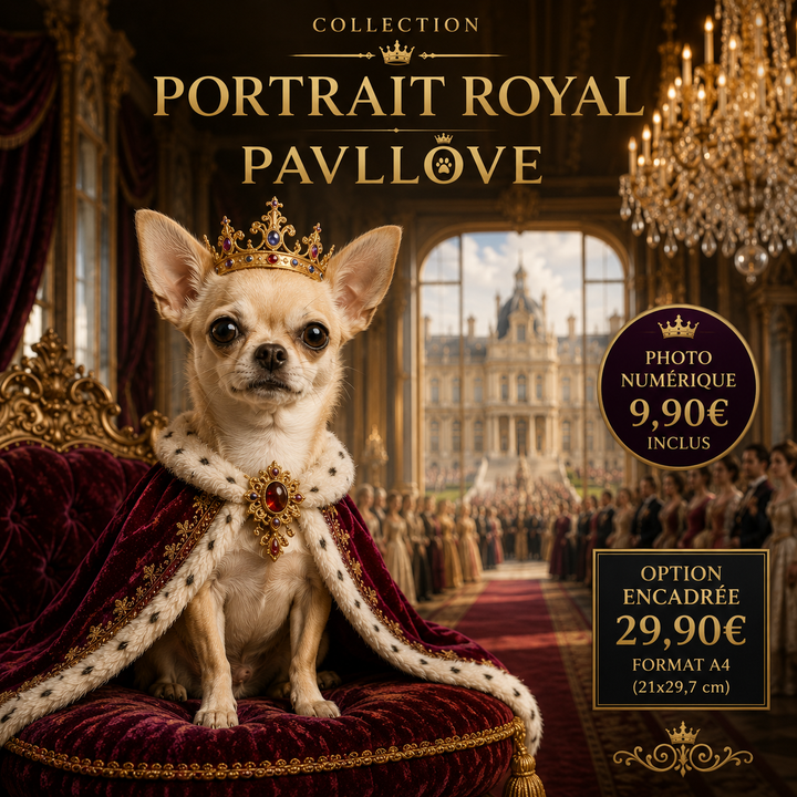 Portrait personnalisé de votre chien ou chat (Thème Royal)