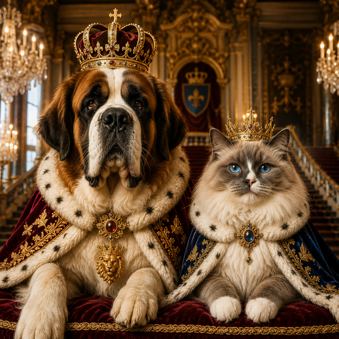 Portrait personnalisé de votre chien ou chat (Thème Royal)