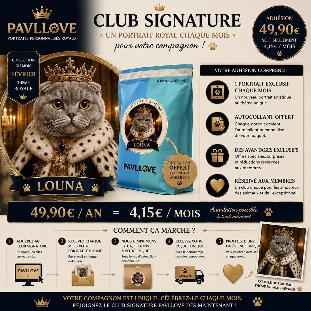 Portrait personnalisé de votre chien ou chat (Thème Royal)