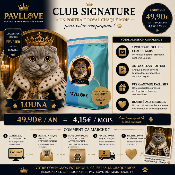 Portrait personnalisé de votre chien ou chat (Thème Royal)