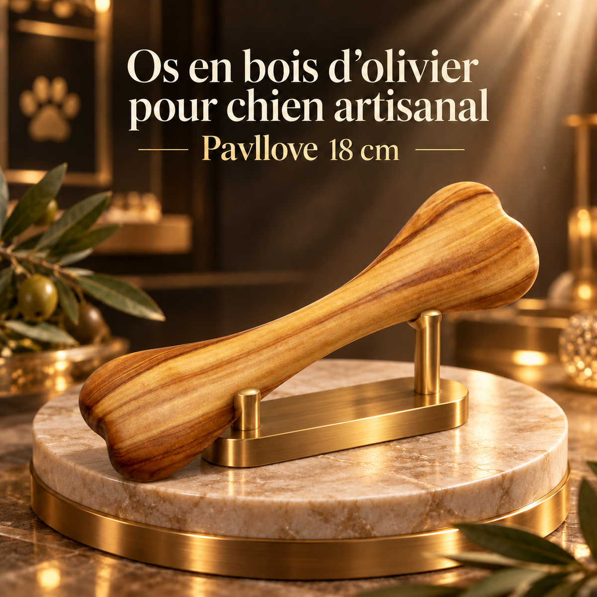 Grand os en bois d’olivier pour chien puissant et mâchoire forte