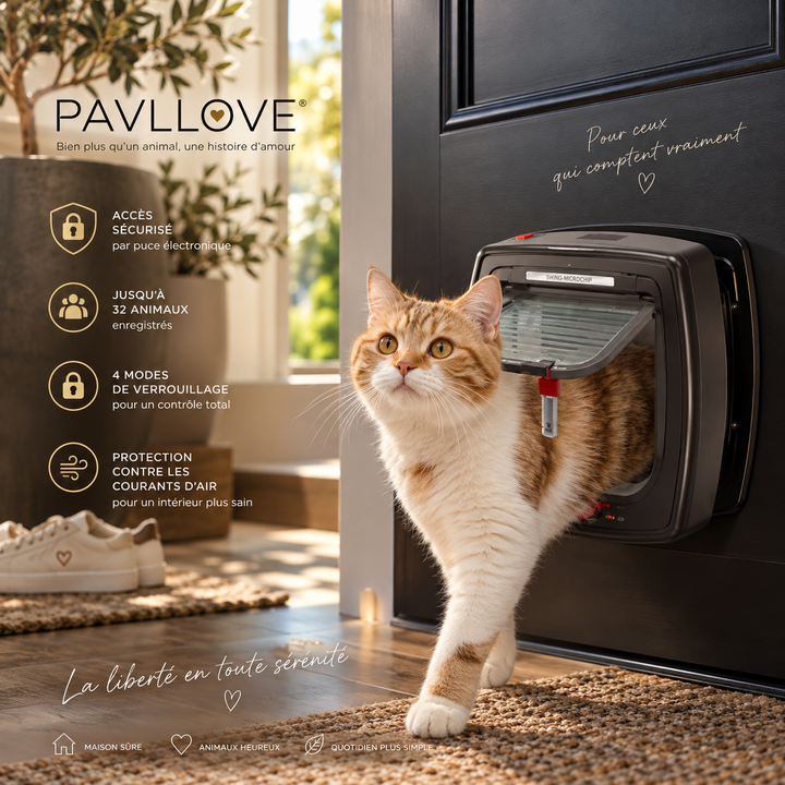 Chatière électronique pour plusieurs chats avec mémoire jusqu’à 32 animaux