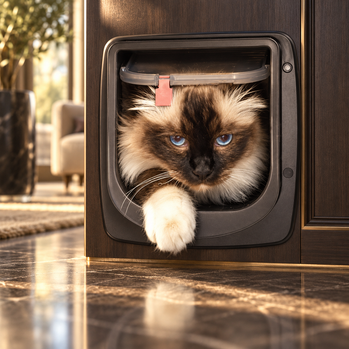 Chatière 4 voies pour chat avec entrée sortie sélective et verrouillage complet