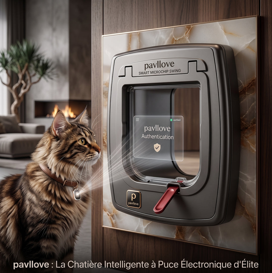 Chatière à micropuce ISO 11784 pour chat avec collier électronique inclus