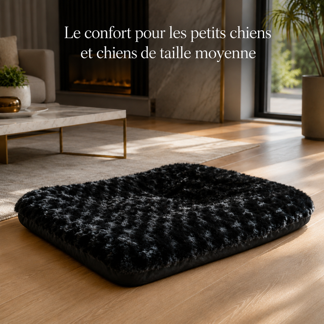 Couchage cocooning noir pour chien et chat avec rembourrage épais de 10 cm