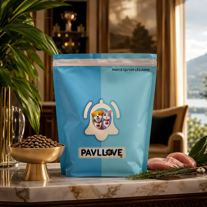 Croquettes françaises pour chat sans céréales PAVLLOVE, recette complète à la volaille
