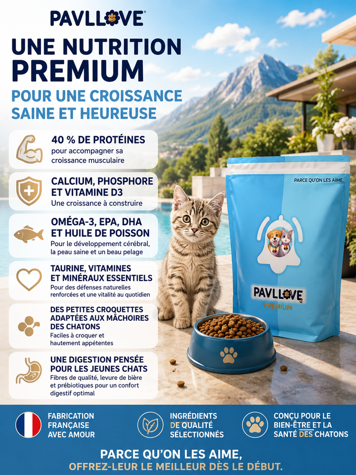 Croquettes pour chaton stérilisé ou non riches en protéines à la volaille PAVLLOVE