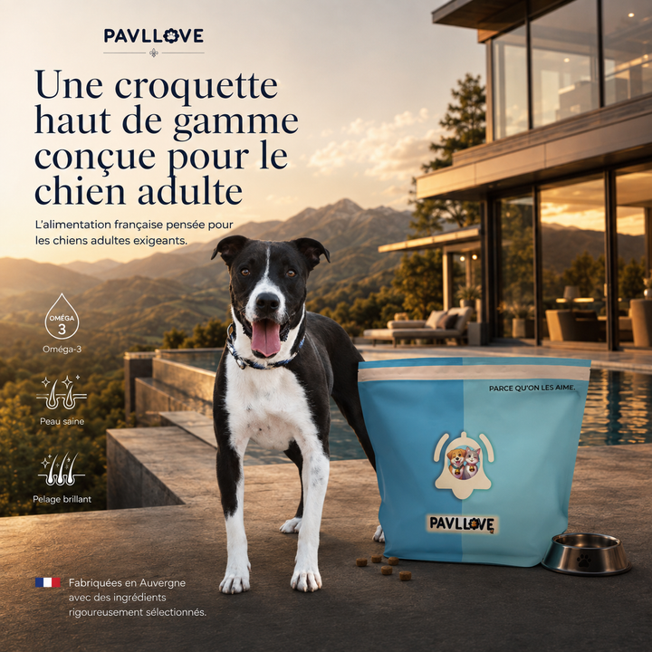Croquettes Pavllove pour chien adulte avec prébiotiques FOS et MOS