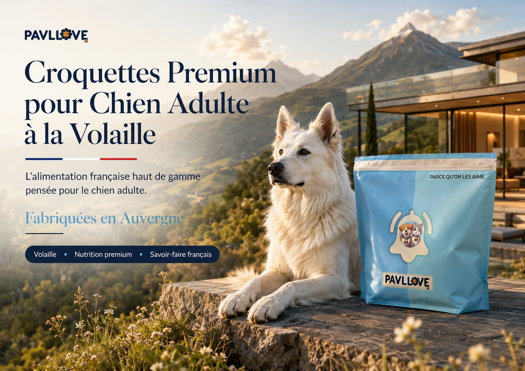 Sac Pavllove croquettes chien adulte à la volaille avec montagnes d’Auvergne