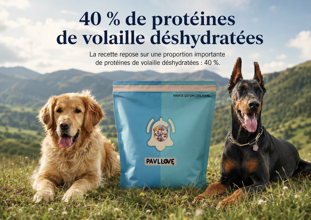 Croquettes chien sportif 40 % protéines de volaille déshydratées Pavllove
