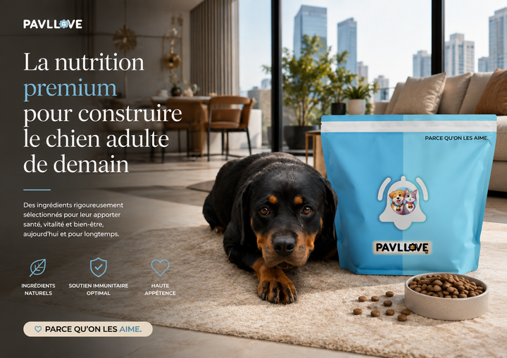 Croquettes à la volaille pour chiot de moyenne et grande race avec protéines, DHA, oméga-3, vitamines et minéraux
