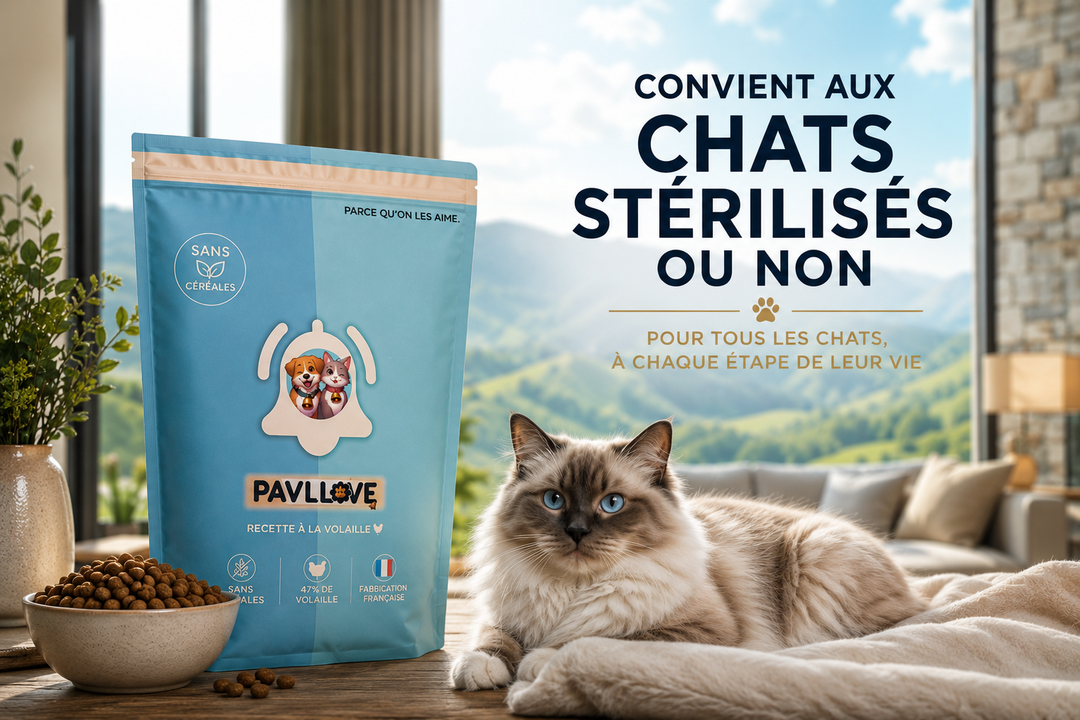 Croquettes sans céréales pour chat avec oméga-3 et oméga-6 pour la peau et le pelage