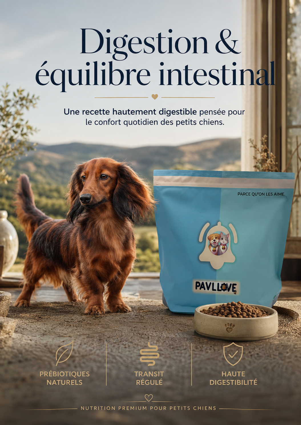 Croquettes françaises haut de gamme pour chien adulte de petite race à la volaille