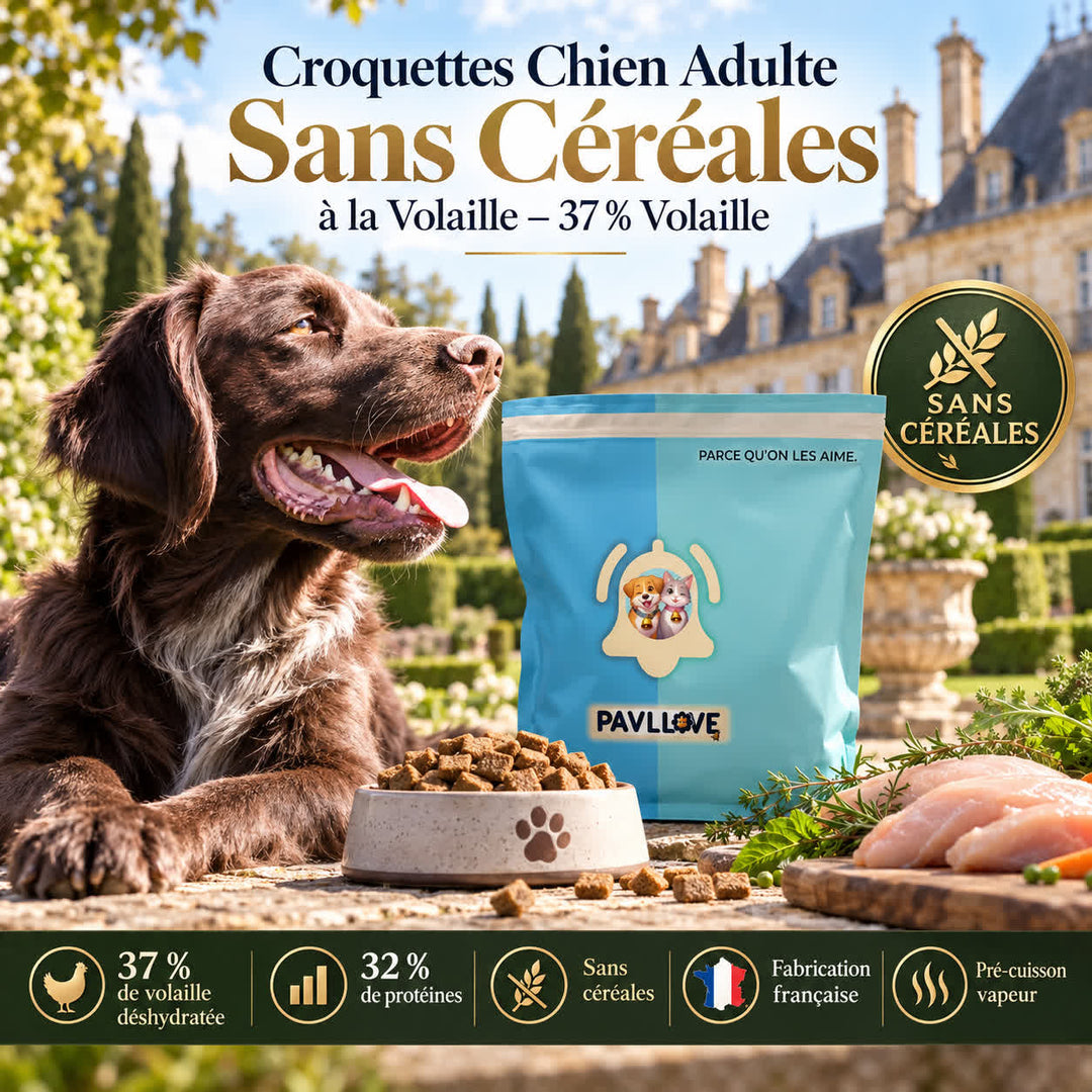 croquettes chien adulte sans céréales