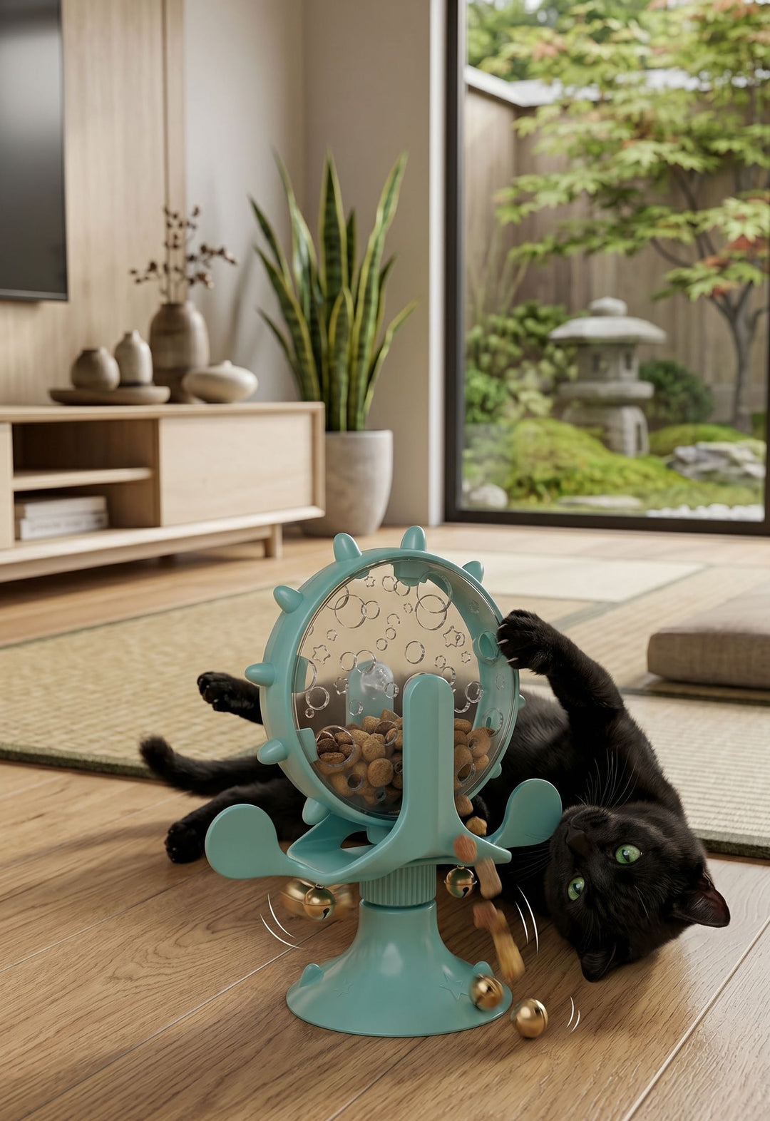 Distributeur de Friandises Interactif pour Chat – Anti-Ennui, Ventouse Antidérapante, Clochette Stimulante ⭐⭐⭐⭐⭐