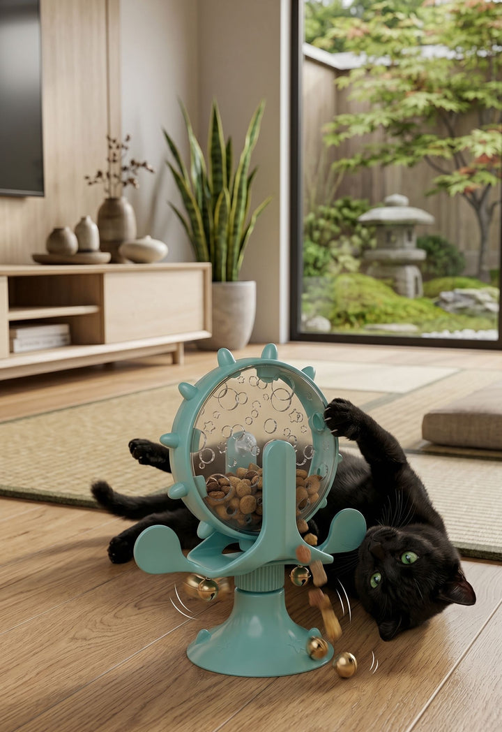 Distributeur de Friandises Interactif pour Chat – Anti-Ennui, Ventouse Antidérapante, Clochette Stimulante ⭐⭐⭐⭐⭐