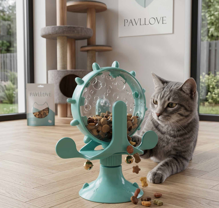 Distributeur de Friandises Interactif pour Chat – Anti-Ennui, Ventouse Antidérapante, Clochette Stimulante ⭐⭐⭐⭐⭐