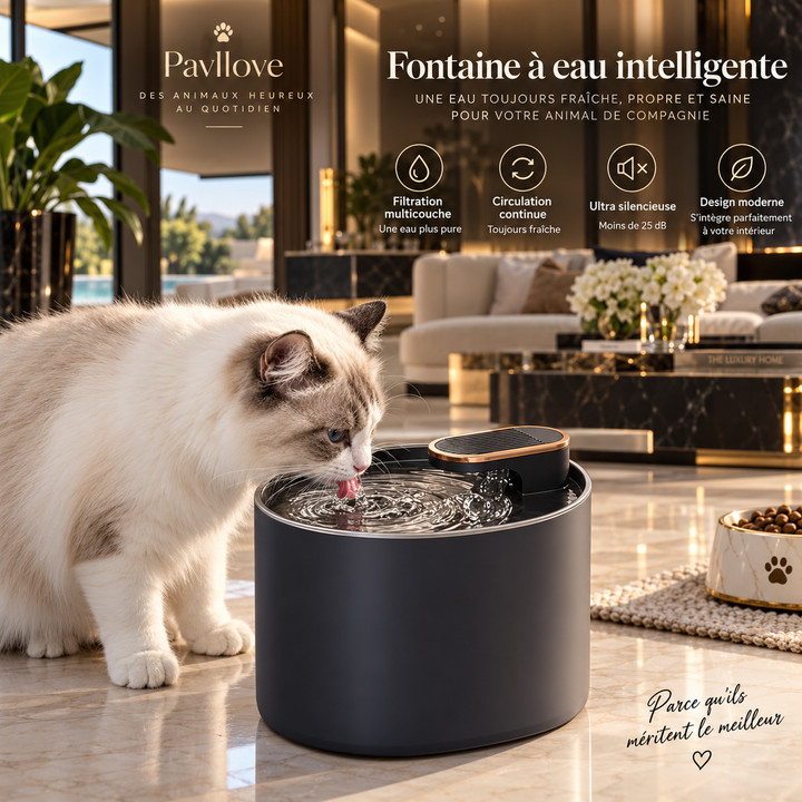 Fontaine pour chat avec voyant rouge de manque d’eau