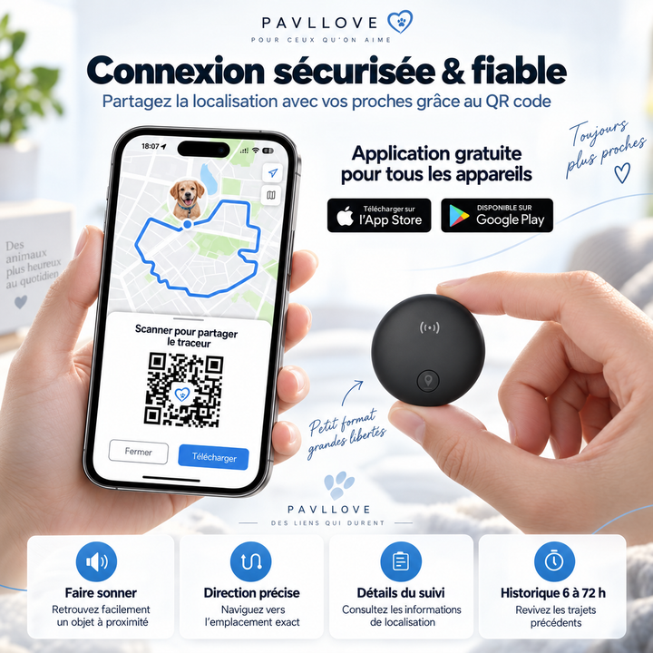 Traceur GPS chien et chat compatible iOS et Android avec application mobile