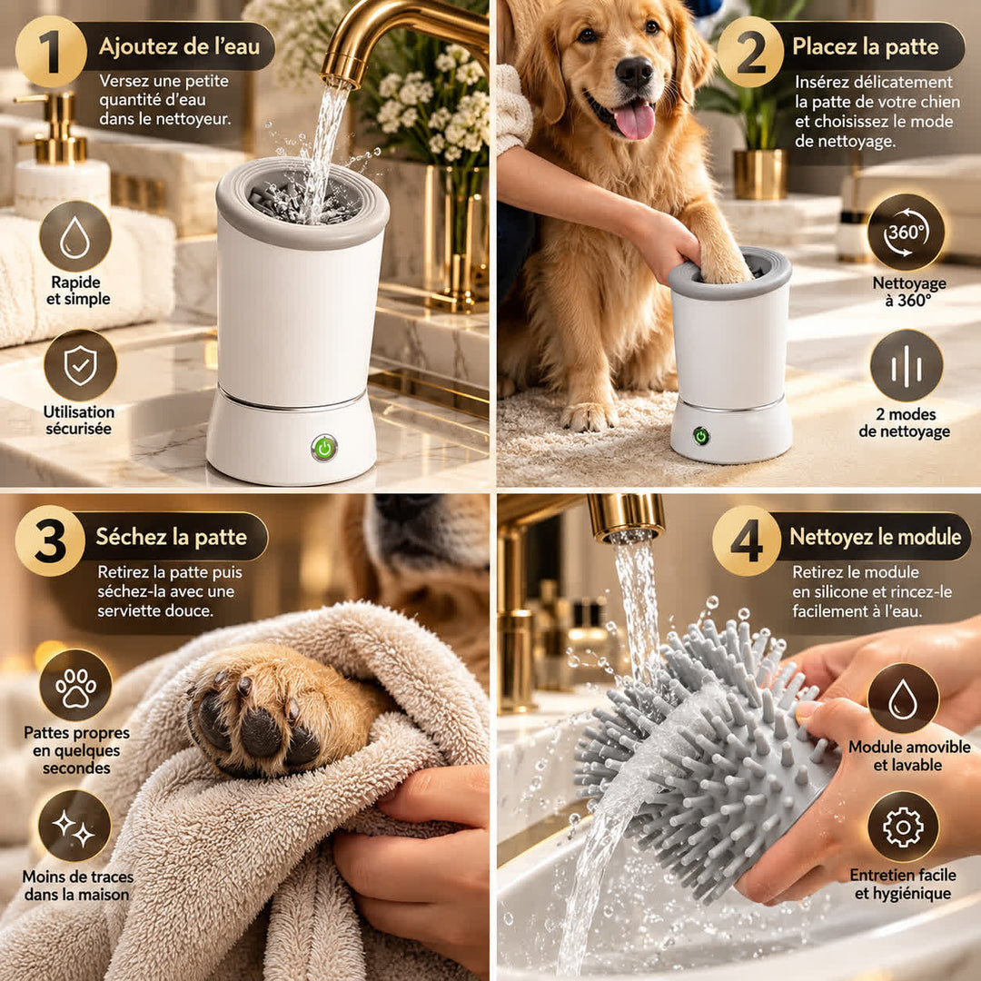 Nettoyeur de coussinets pour chien avec 157 picots souples en silicone et deux modes de nettoyage