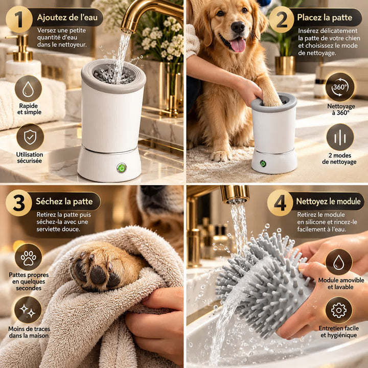 Nettoyeur de coussinets pour chien avec 157 picots souples en silicone et deux modes de nettoyage