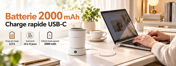 Nettoyeur de pattes rechargeable 2000 mAh pour chien avec autonomie longue durée et charge USB-C
