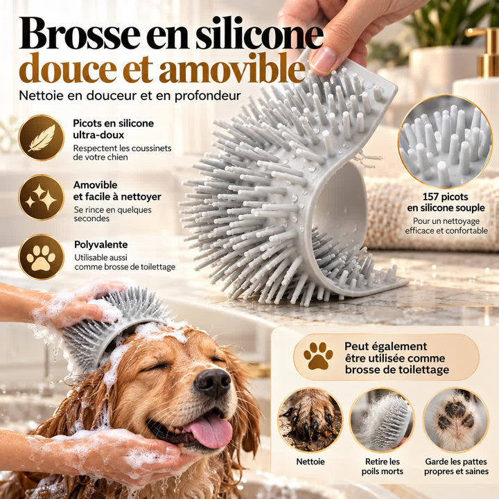 Nettoyeur de pattes pour petit chien compatible avec des pattes jusqu’à 5 cm de largeur