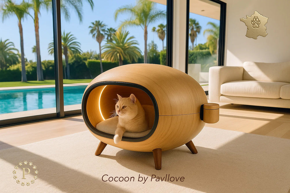 pièce d’art Pavllove fabriquée en France pour collectionneurs, niche Cocoon Pavllove édition d’art limitée en bois noble