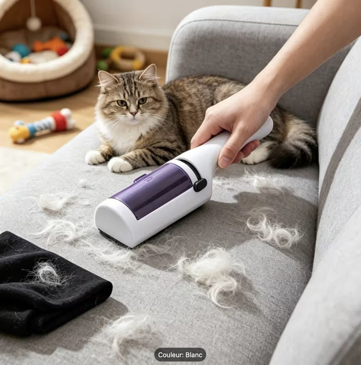 Brosse double sens anti-poils pour chien et chat avec surface de nettoyage électrostatique