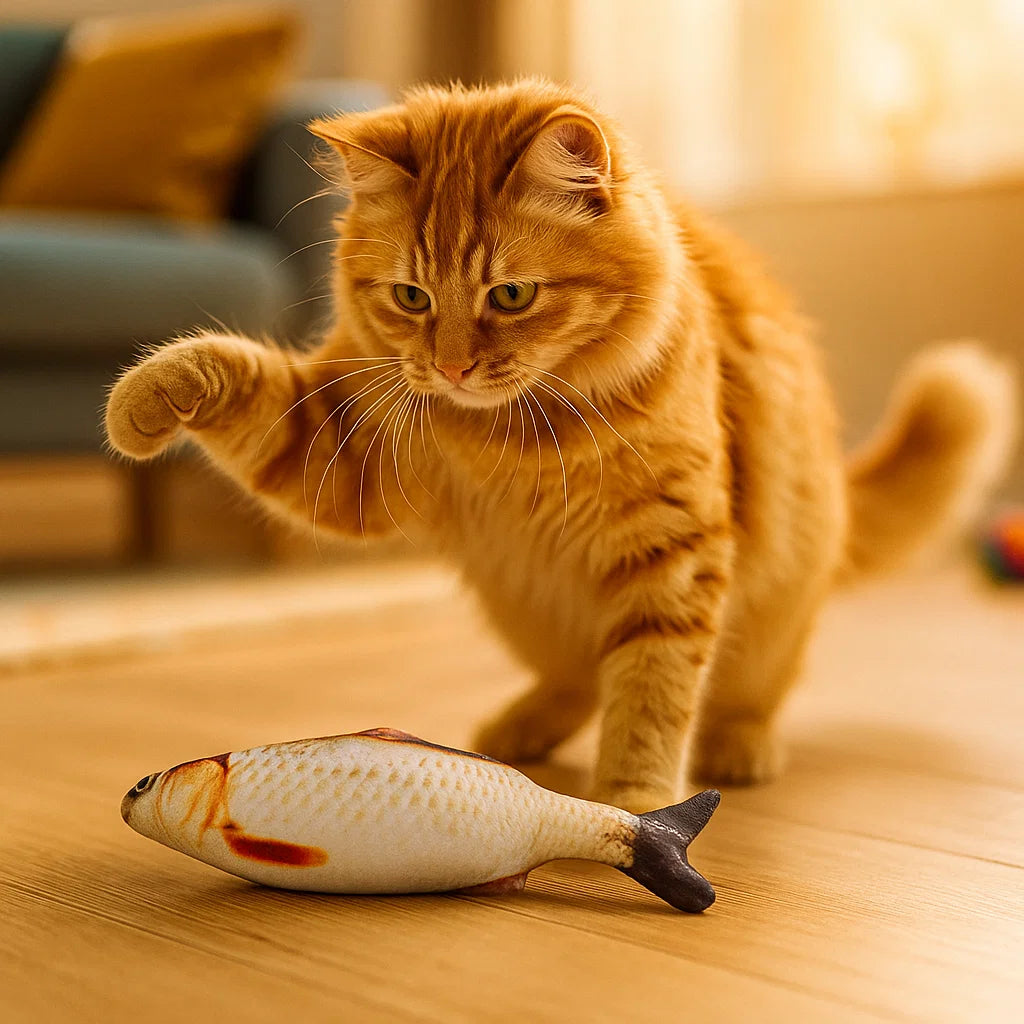 jouet poisson doux et réaliste pour chat Pavllove