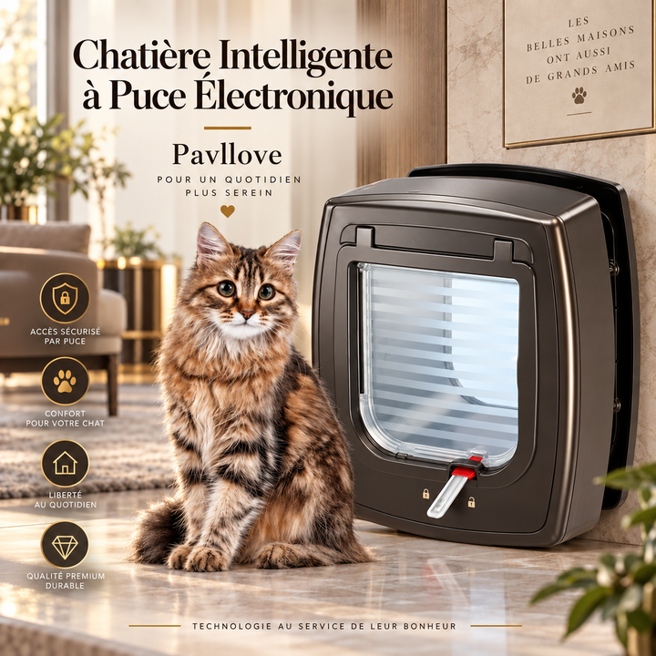 Chatière intelligente anti courant d’air pour chat et petits animaux