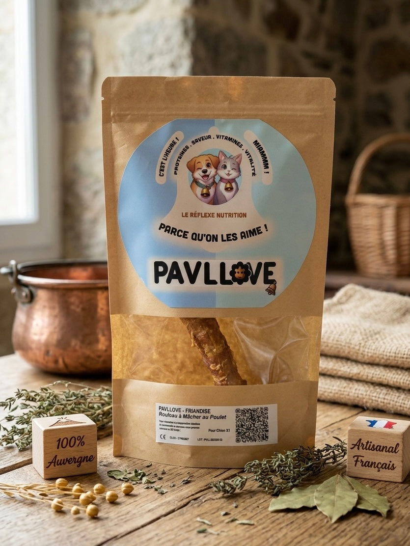 🍗 Bâton Pavllove “Rouleau de Poulet” – La friandise naturelle pour les grandes mâchoires ! ⭐⭐⭐⭐⭐