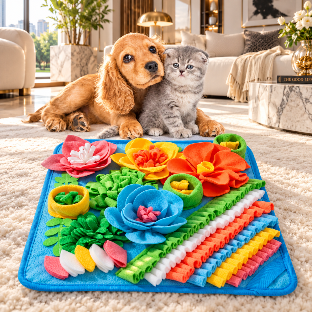 Tapis puzzle pour chien avec stimulation olfactive et jeu de recherche alimentaire